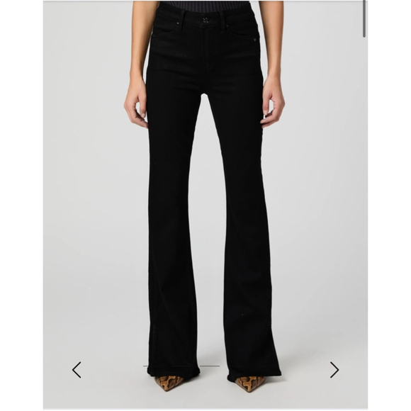 Women's PAIGE Black Shadow High Rise Laurel Canyon Bootcut Jeans Size 31 - Picture 3 of 11